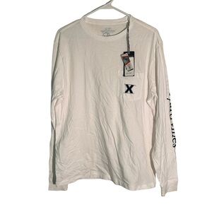 Vineyard Vines White Long Sleeve Tee with Navy Xavier University logo